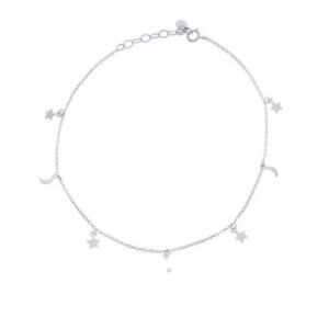 NWT Giani Bernini Sterling Silver Cable Moon Star Ankle Bracelet, 9”